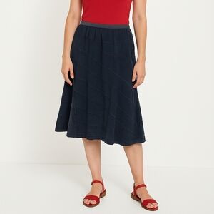 Nic+Zoe Sz 4 A-Line Midi Skirt Navy Chambray Casual Boho Office Work Minimal